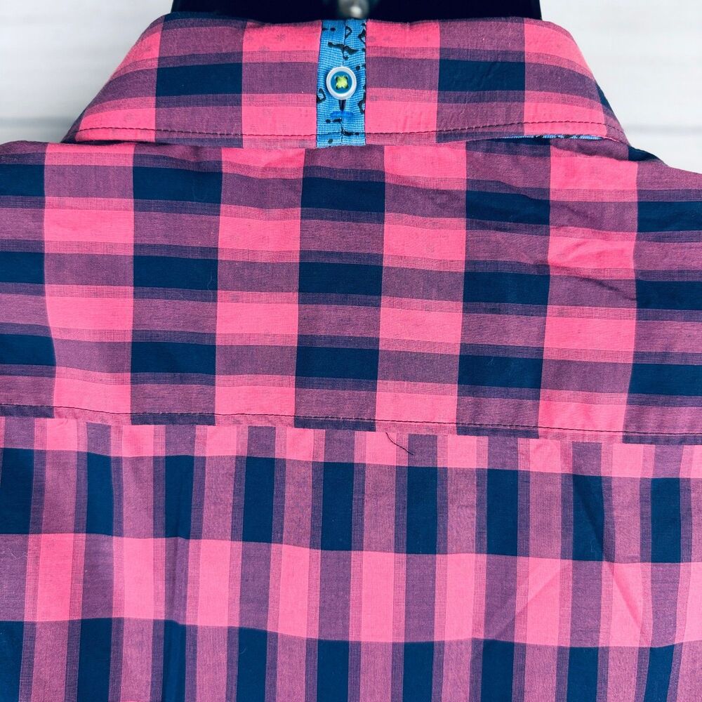 Robert Graham Shirt 2XL Pink Plaid Short Sleeve Button Up - Picture 4 of 13